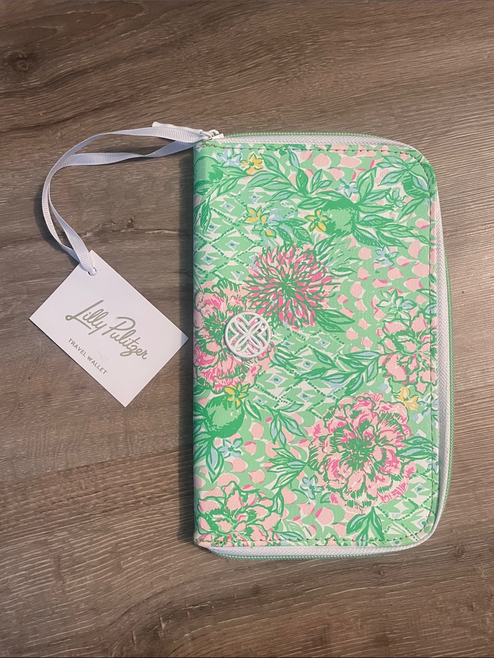 Lilly Pulitzer Green Pink Floral Travel Wallet
